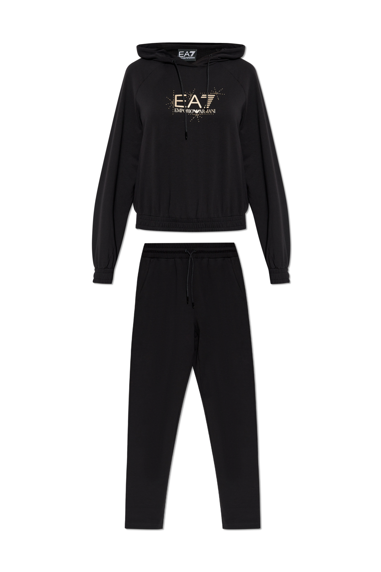 Schwarz Trainingsanzug Sweatshirt und Hose EA7 Emporio Armani Vitkac Germany